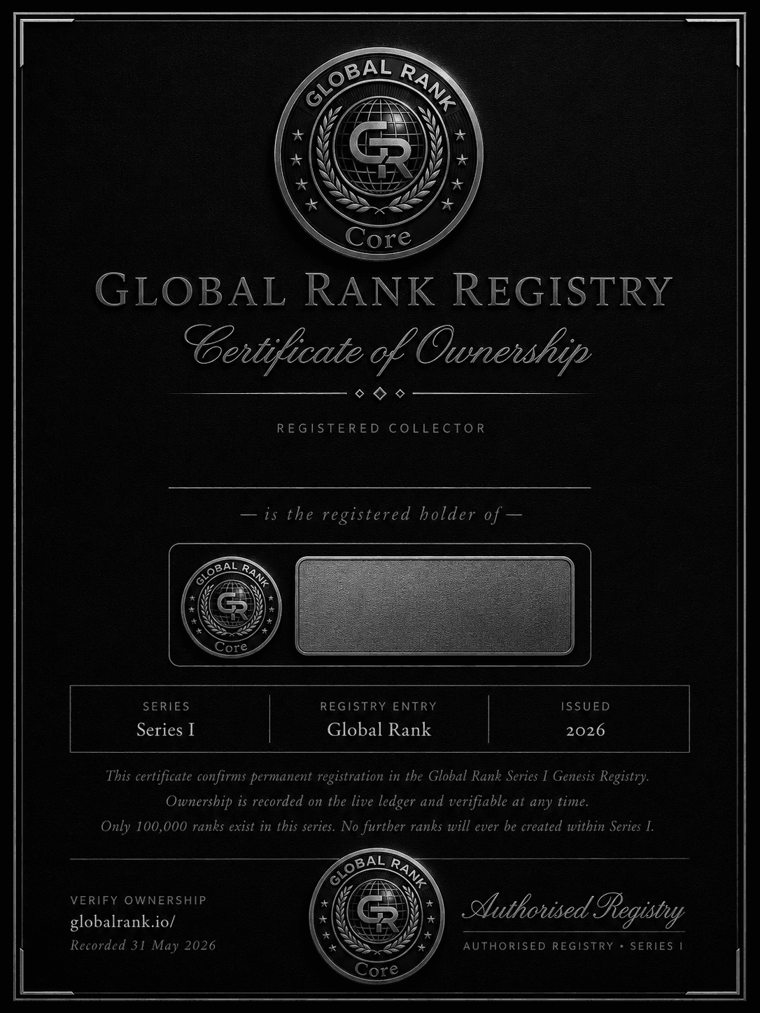Core certificate sample