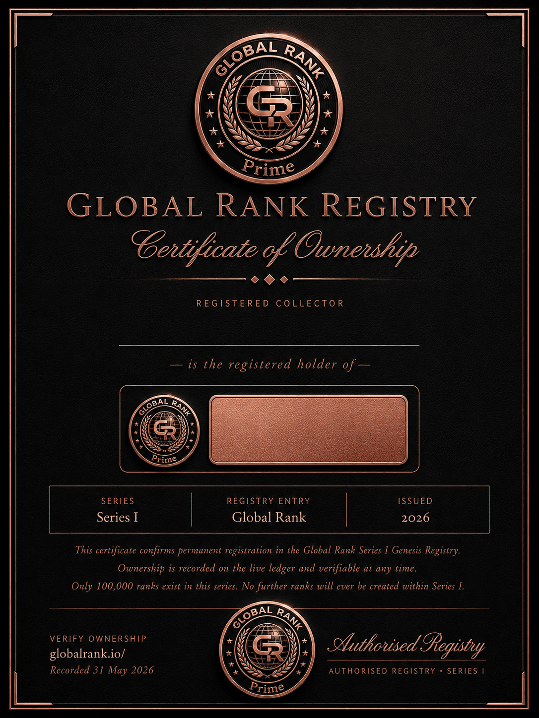 Prime certificate sample